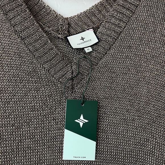 Tuckernuck Indie Metallic Bronze Knit Short Sleeve V-Neck Midi Dress Size M NWT - Picture 5 of 9